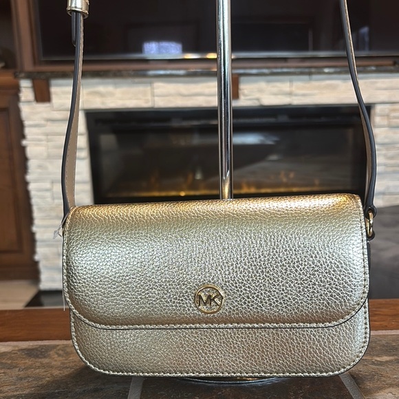 Michael Kors Jet Set Travel Small Metallic Leather Crossbody - Picture 5 of 5